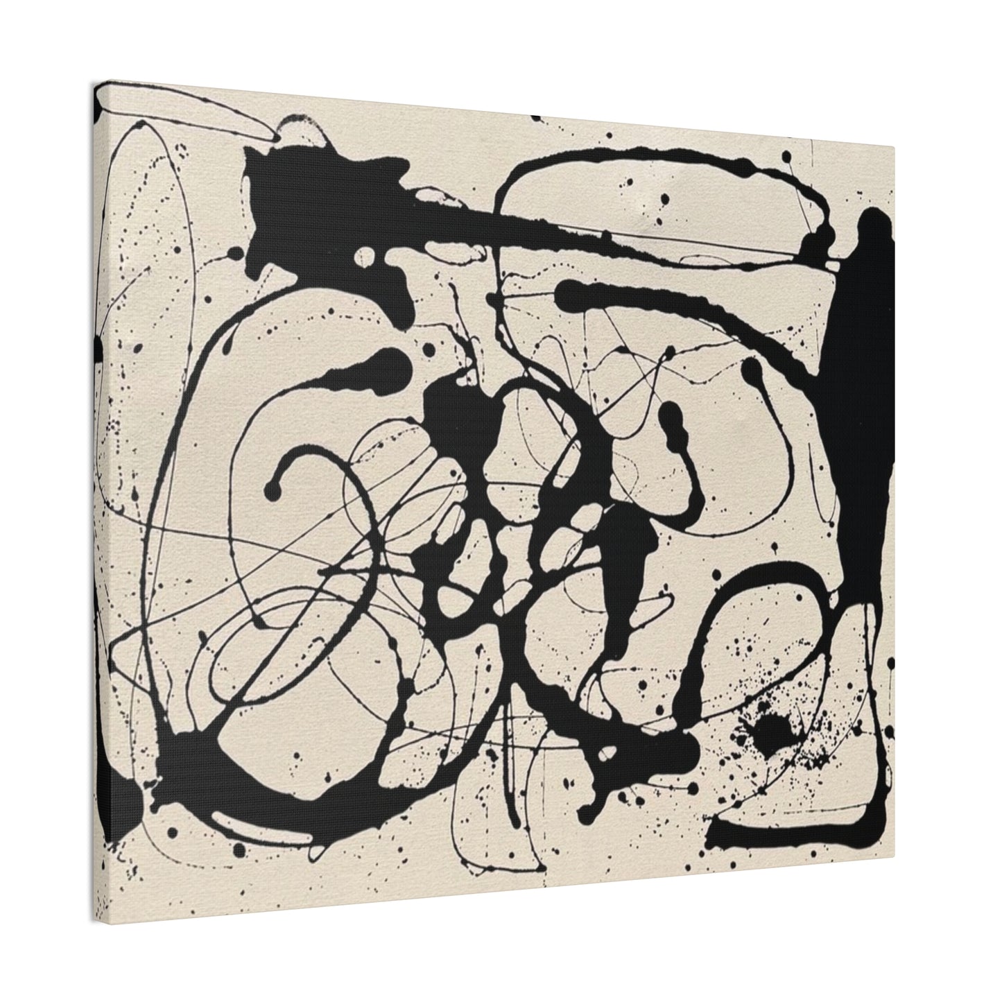 Abstract Black Ink Splash Canvas Print — Modern Drip Art
