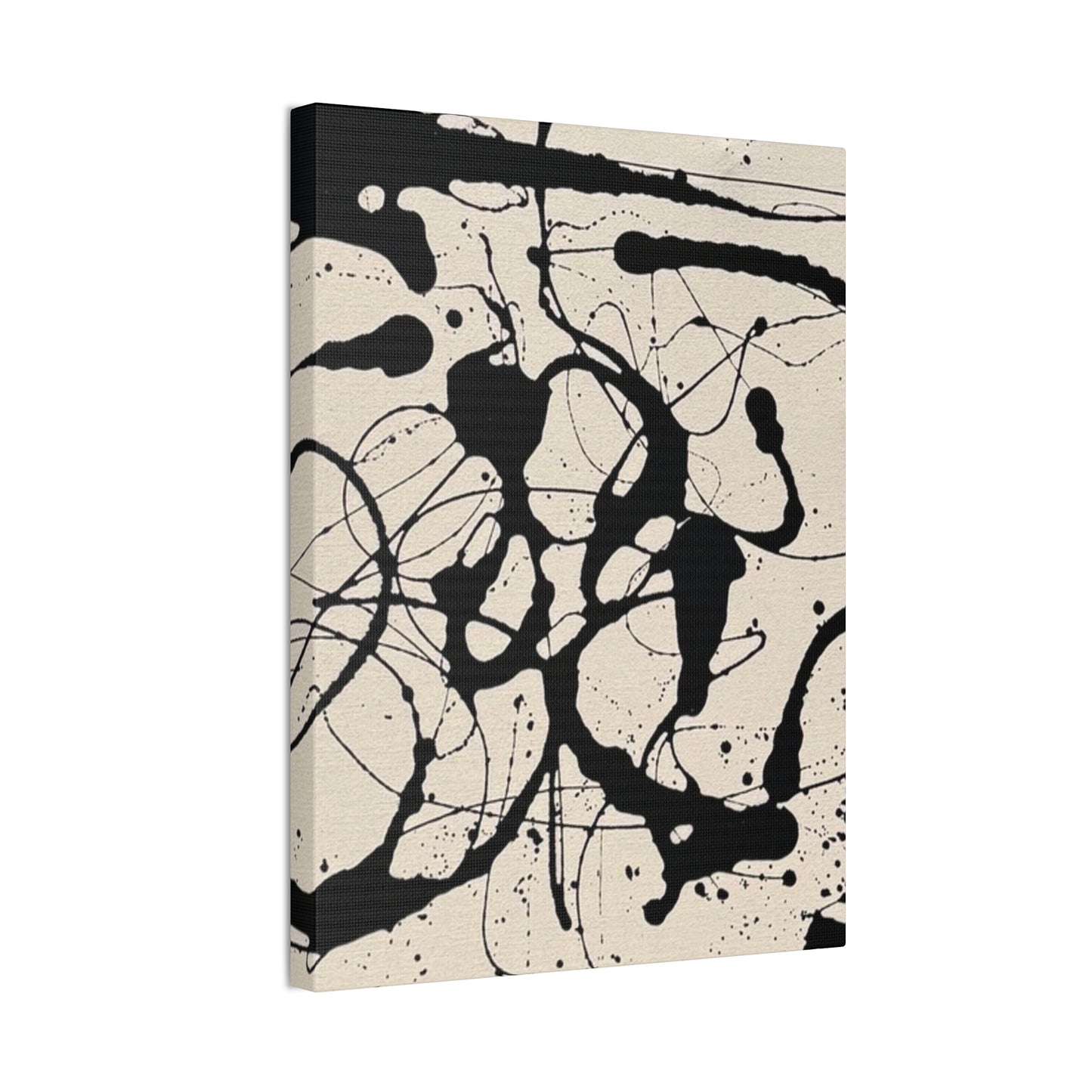 Abstract Black Ink Splash Canvas Print — Modern Drip Art