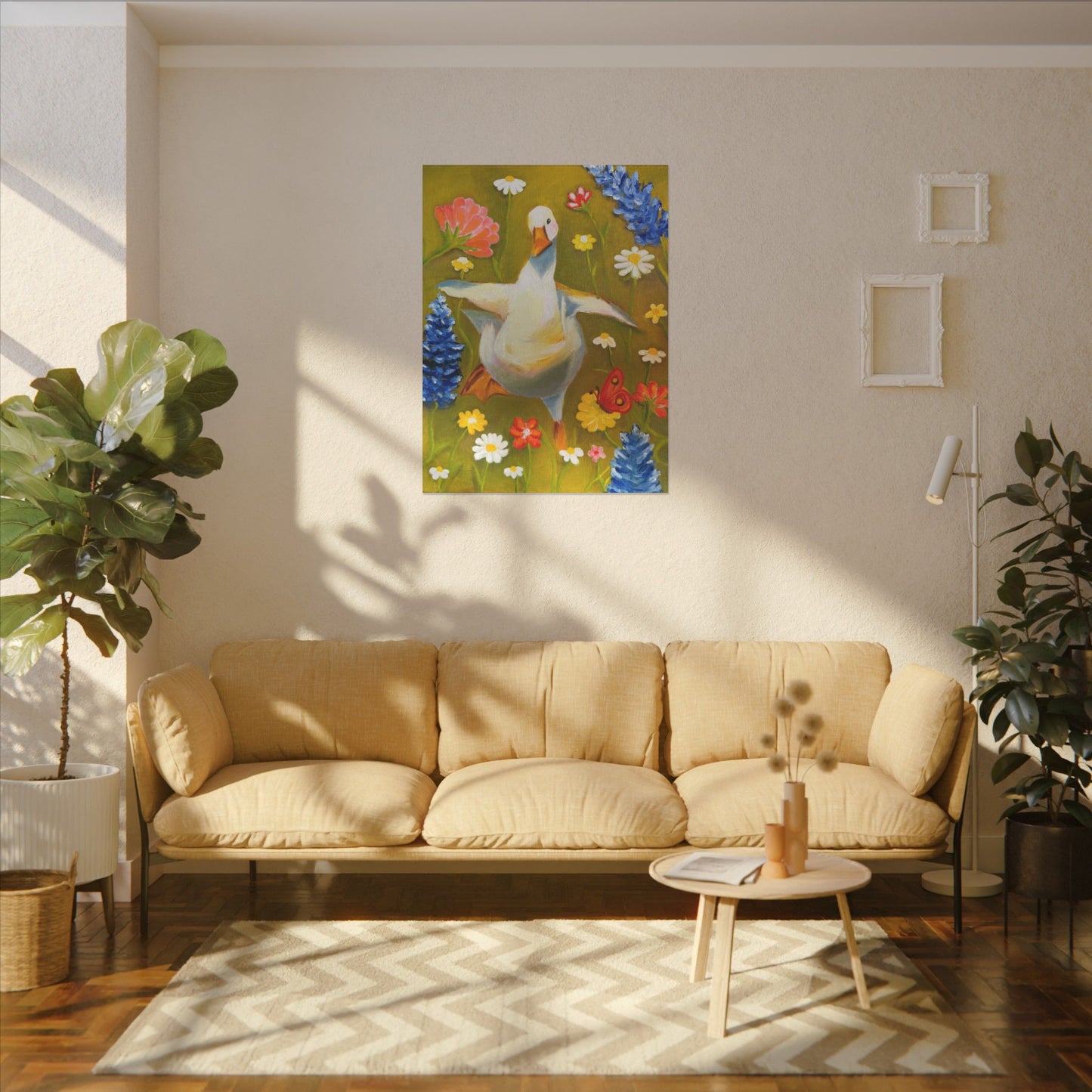 Dancing Duck Floral Canvas Wall Art — Whimsical Decor