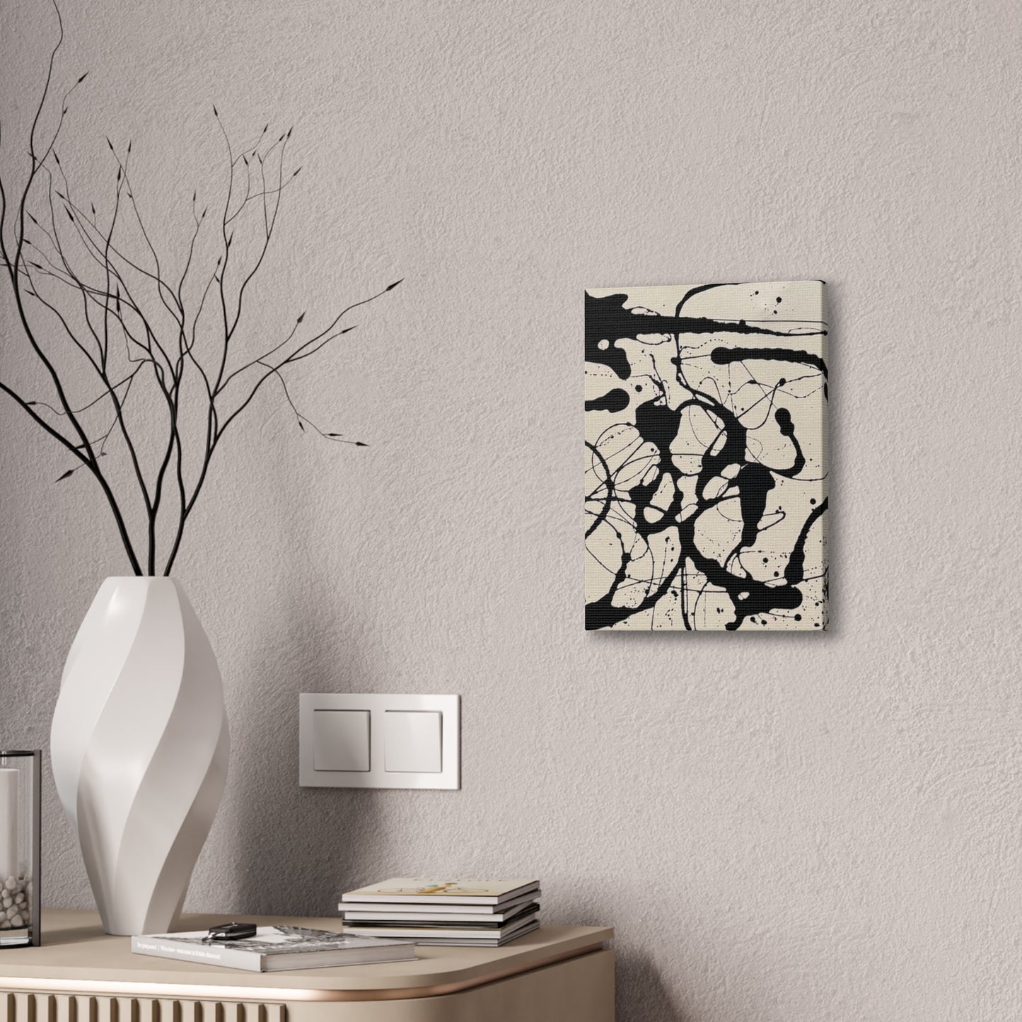 Abstract Black Ink Splash Canvas Print — Modern Drip Art