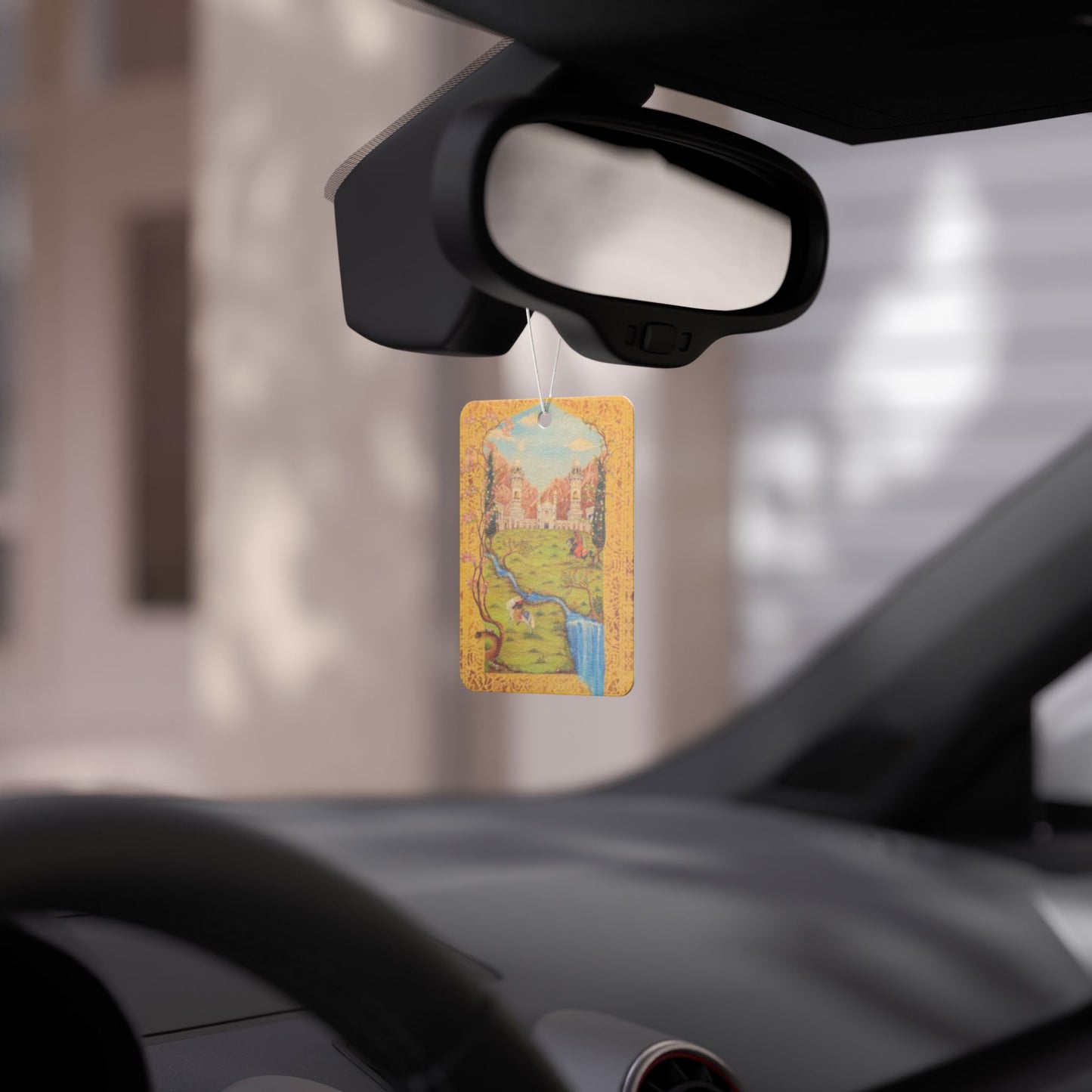 Scenic Vintage Persian Landscape Car Air Freshener — Fairytail Waterfall Scented Ornament