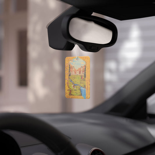 Scenic Vintage Persian Landscape Car Air Freshener — Fairytail Waterfall Scented Ornament