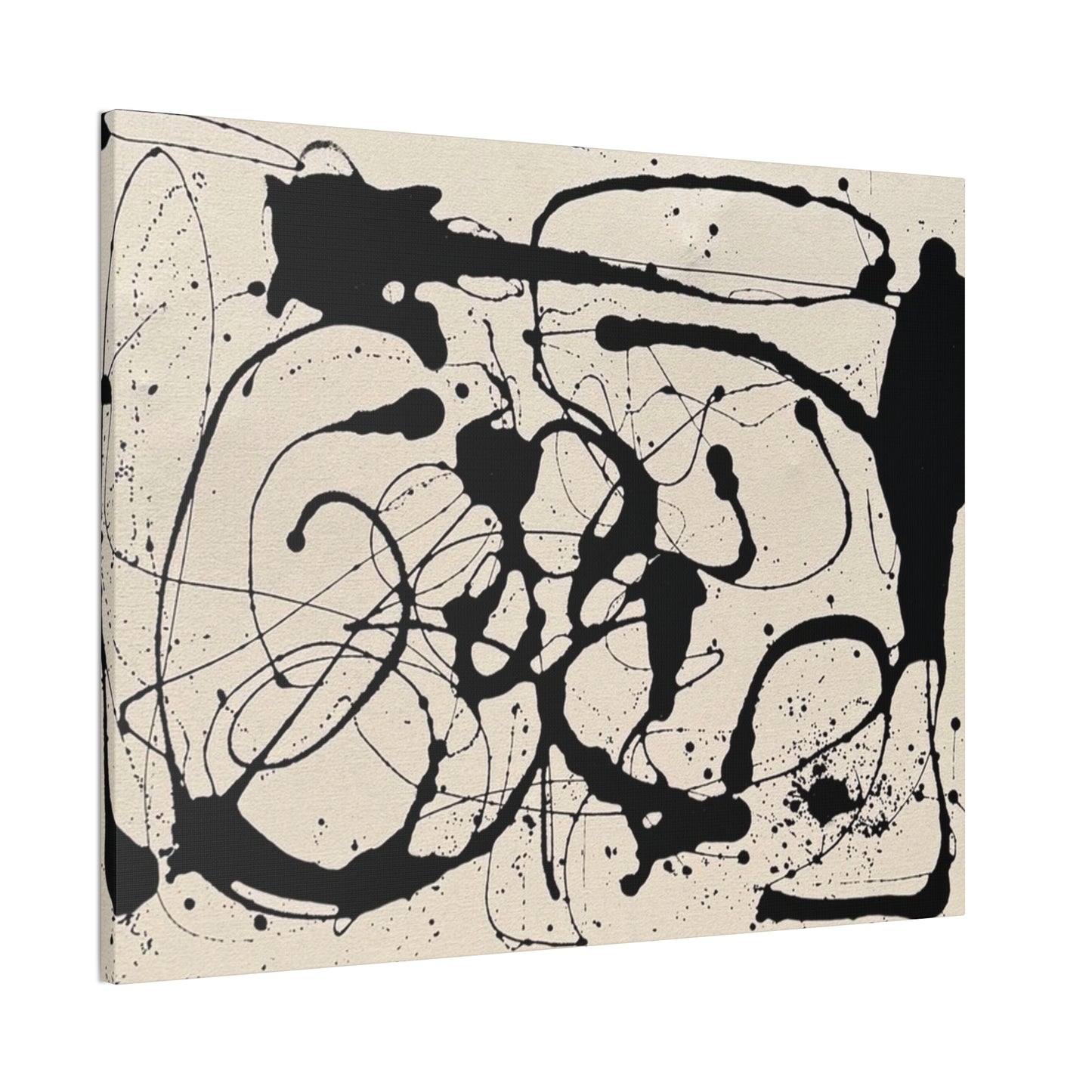 Abstract Black Ink Splash Canvas Print — Modern Drip Art