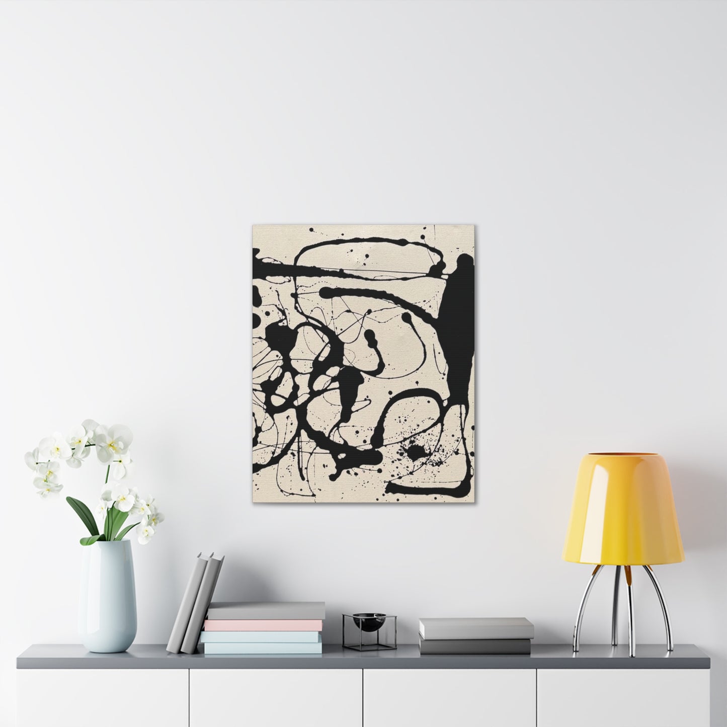 Abstract Black Ink Splash Canvas Print — Modern Drip Art