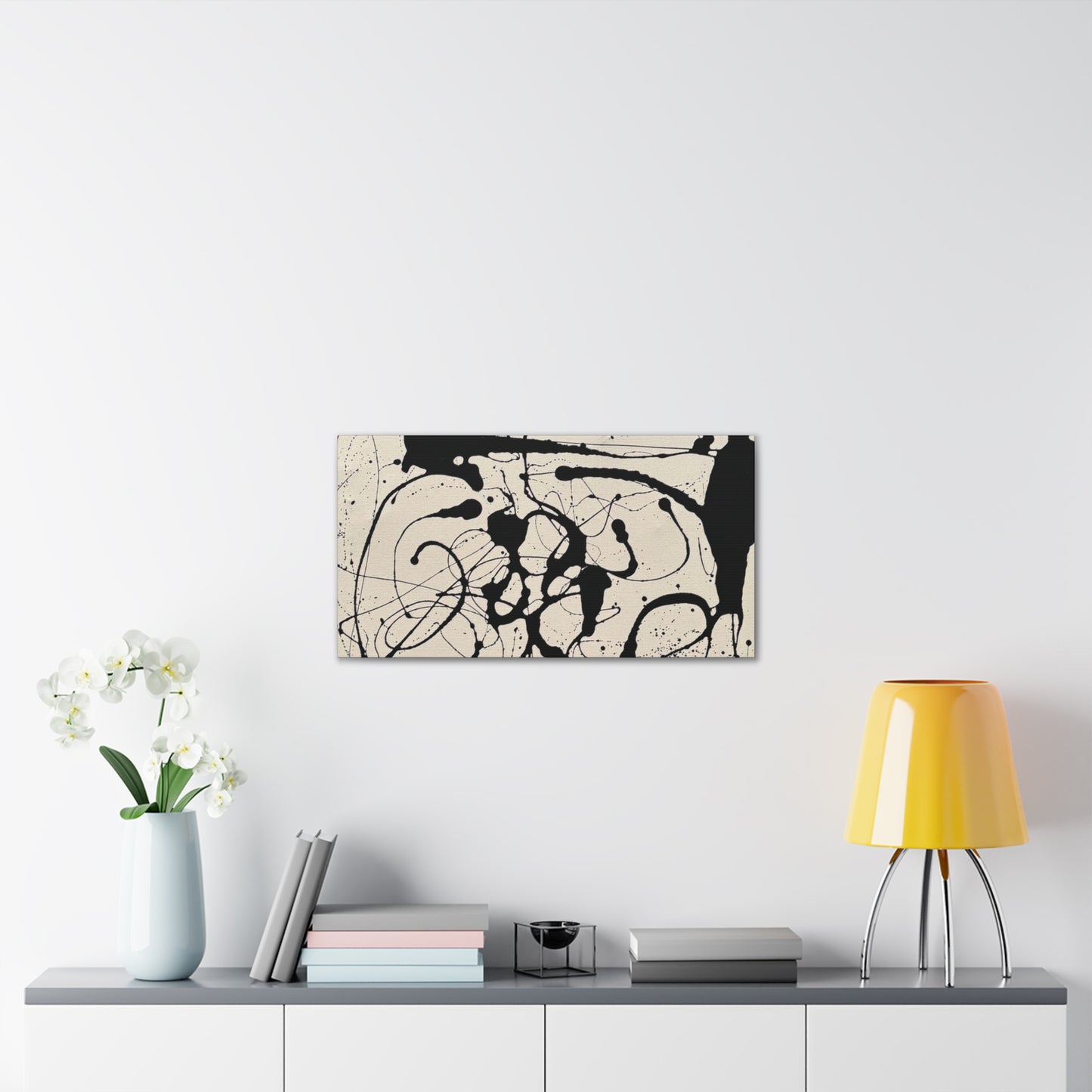 Abstract Black Ink Splash Canvas Print — Modern Drip Art