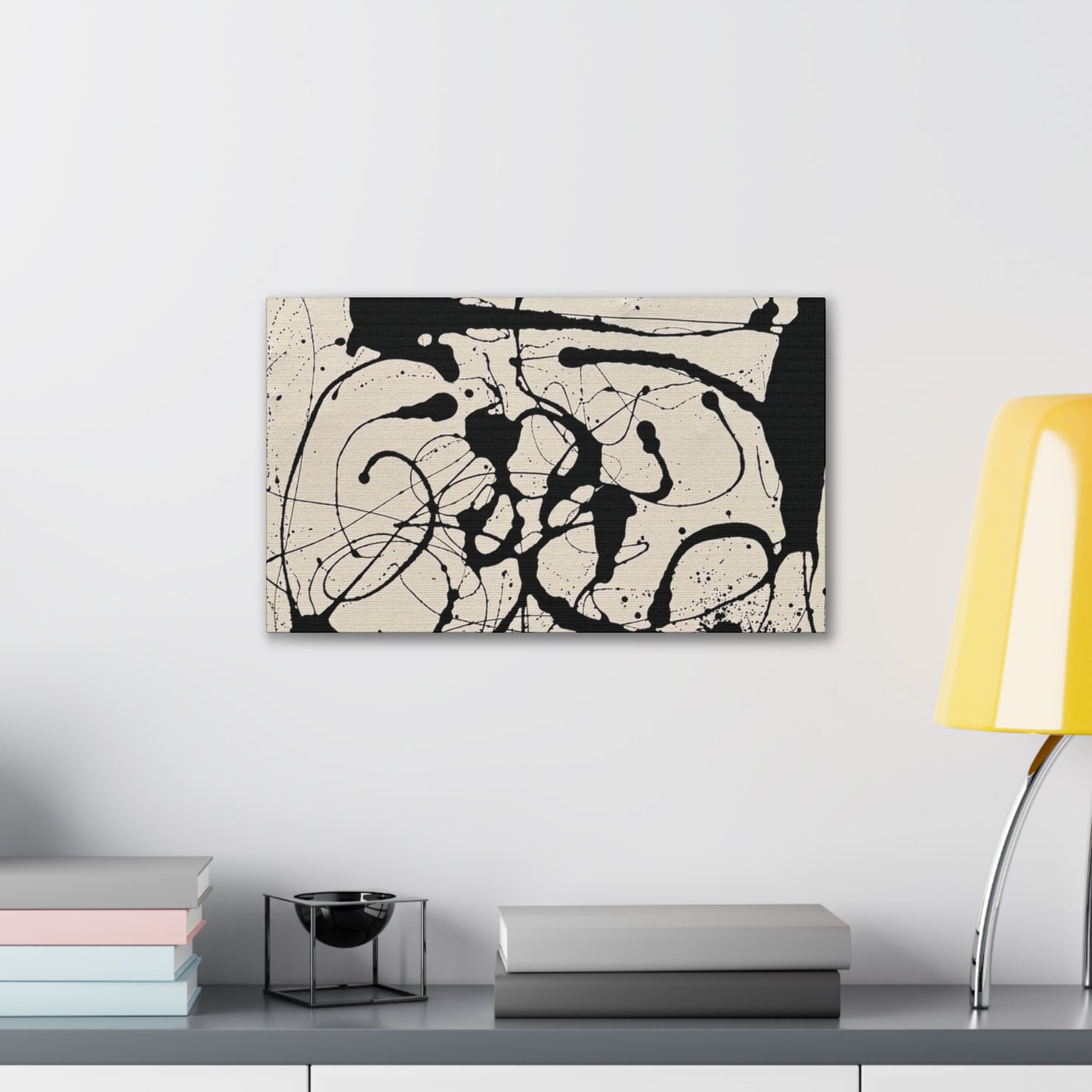 Abstract Black Ink Splash Canvas Print — Modern Drip Art