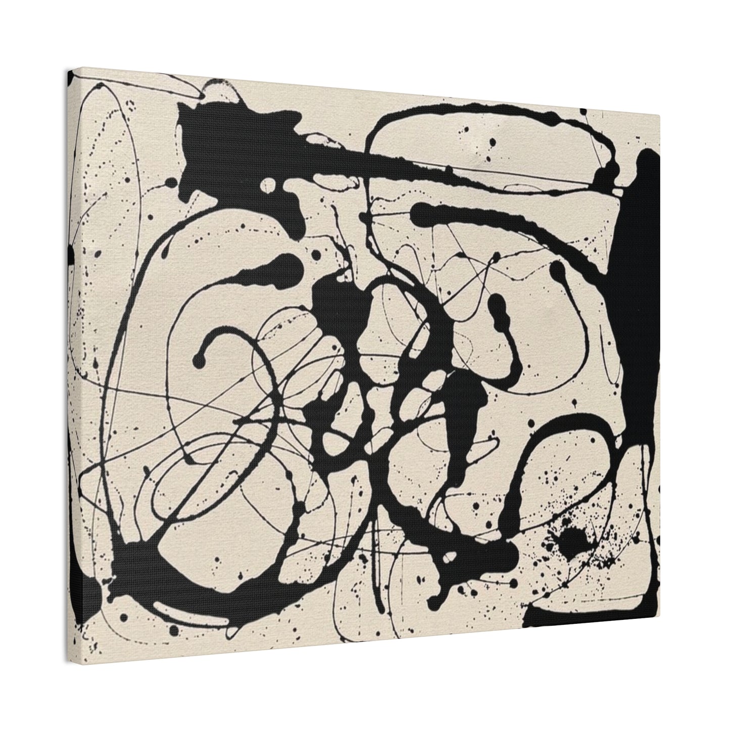 Abstract Black Ink Splash Canvas Print — Modern Drip Art