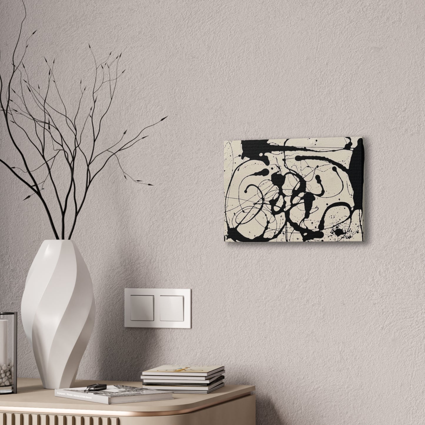 Abstract Black Ink Splash Canvas Print — Modern Drip Art