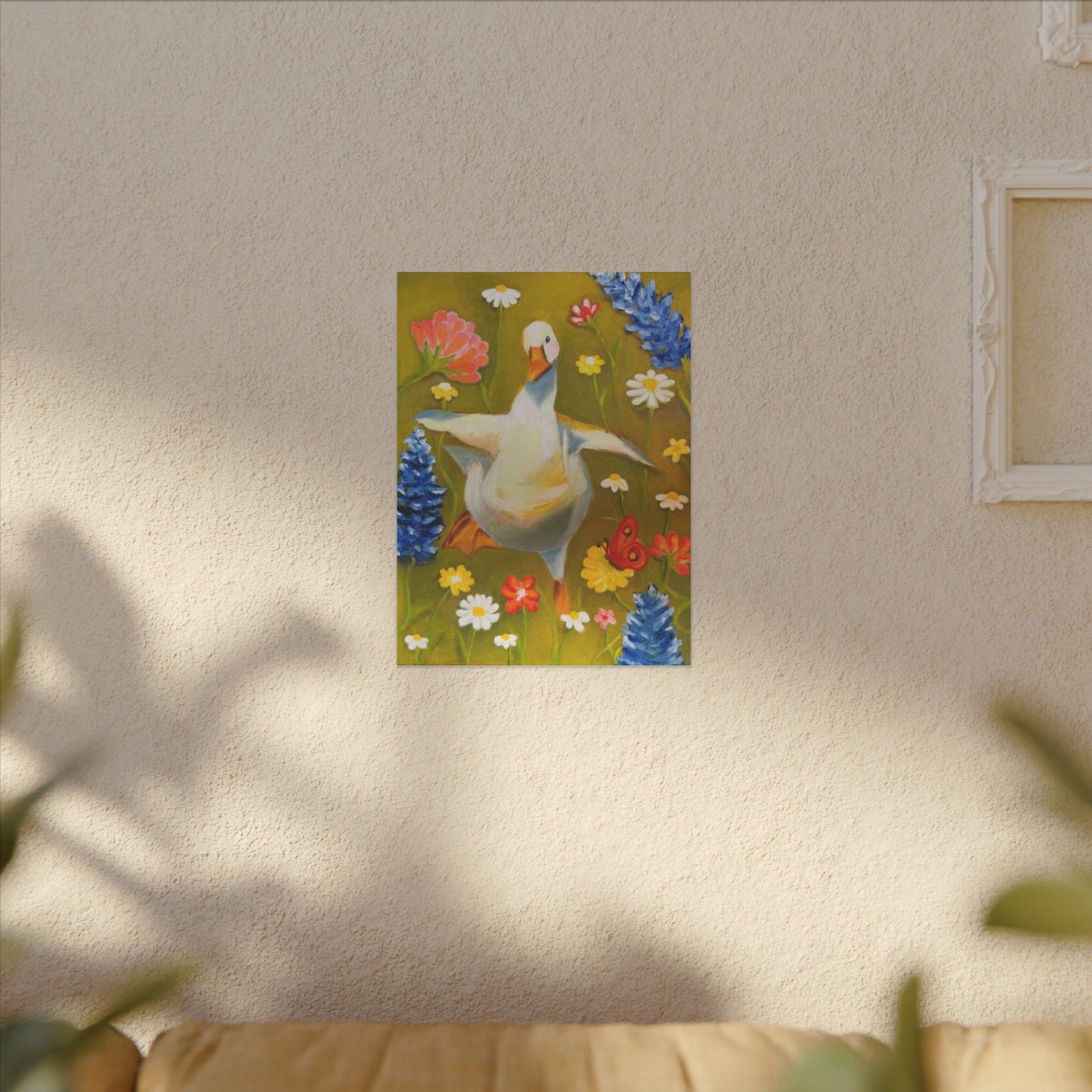 Dancing Duck Floral Canvas Wall Art — Whimsical Decor