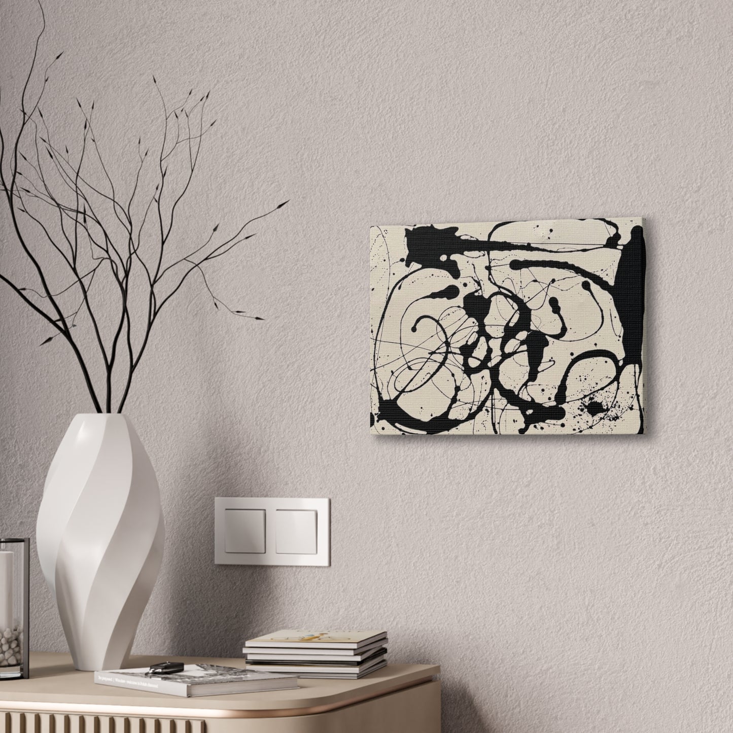 Abstract Black Ink Splash Canvas Print — Modern Drip Art
