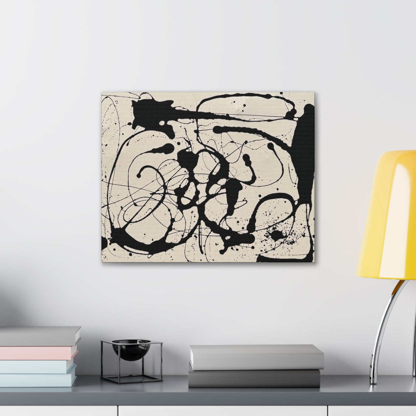 Abstract Black Ink Splash Canvas Print — Modern Drip Art