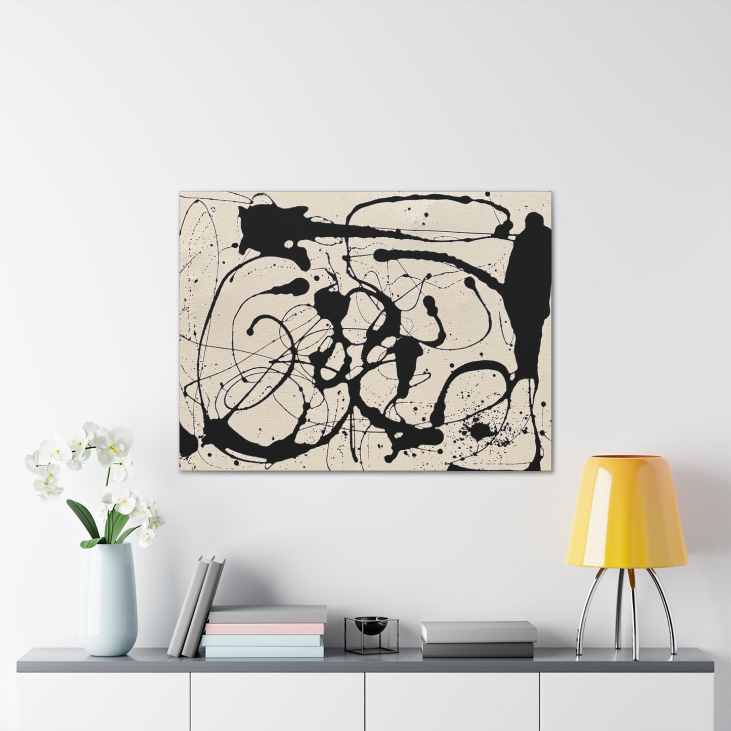 Abstract Black Ink Splash Canvas Print — Modern Drip Art