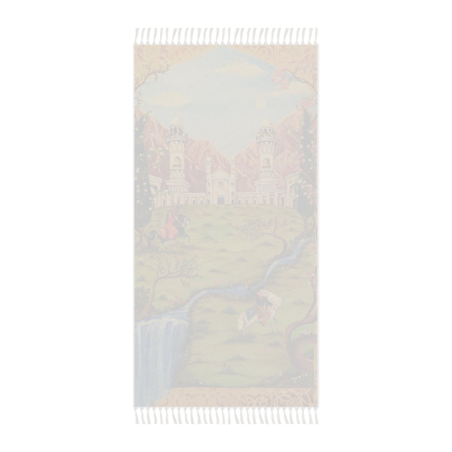Boho Beach Towel — Vintage Castle Scenic Tassel Throw
