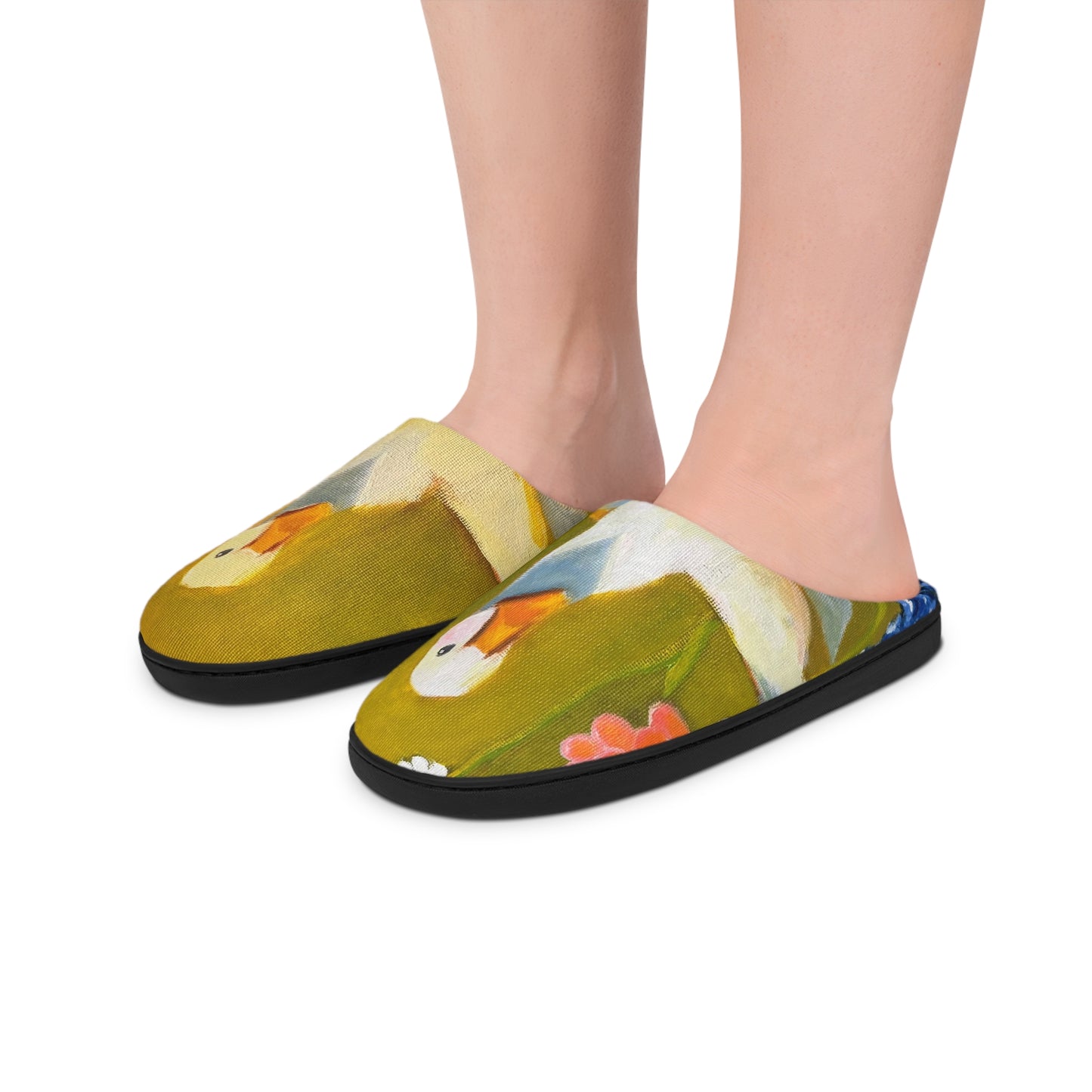Goose Print Indoor Slippers — Cozy Women's House Shoes with Cute Duck Design