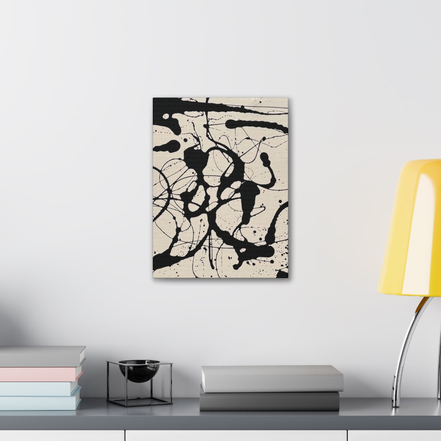 Abstract Black Ink Splash Canvas Print — Modern Drip Art
