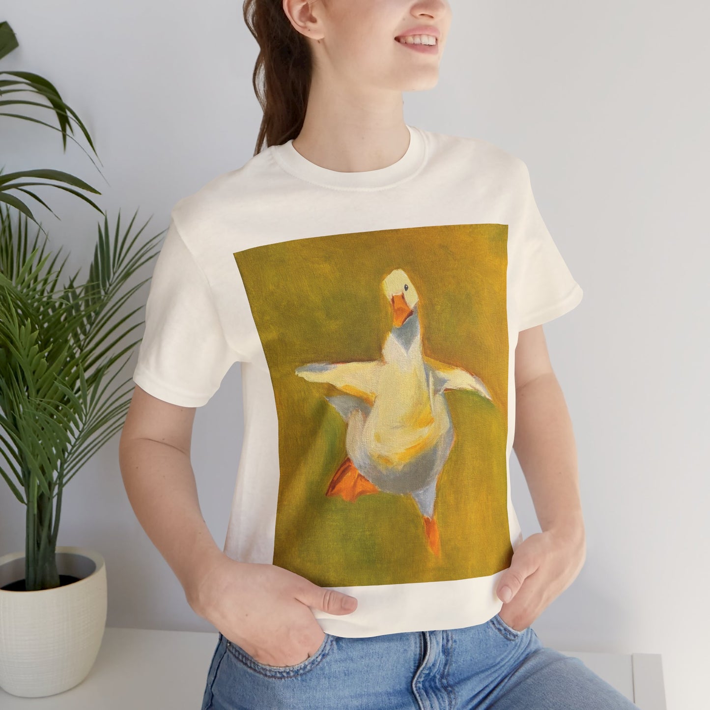 Dancing Duck Floral Tee — Whimsical Vintage-Style Goose T-Shirt