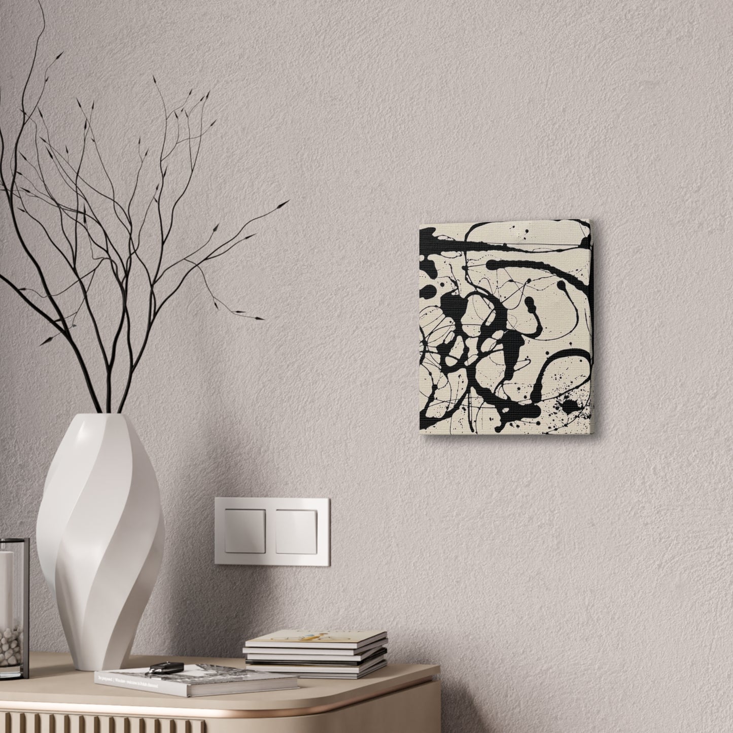 Abstract Black Ink Splash Canvas Print — Modern Drip Art