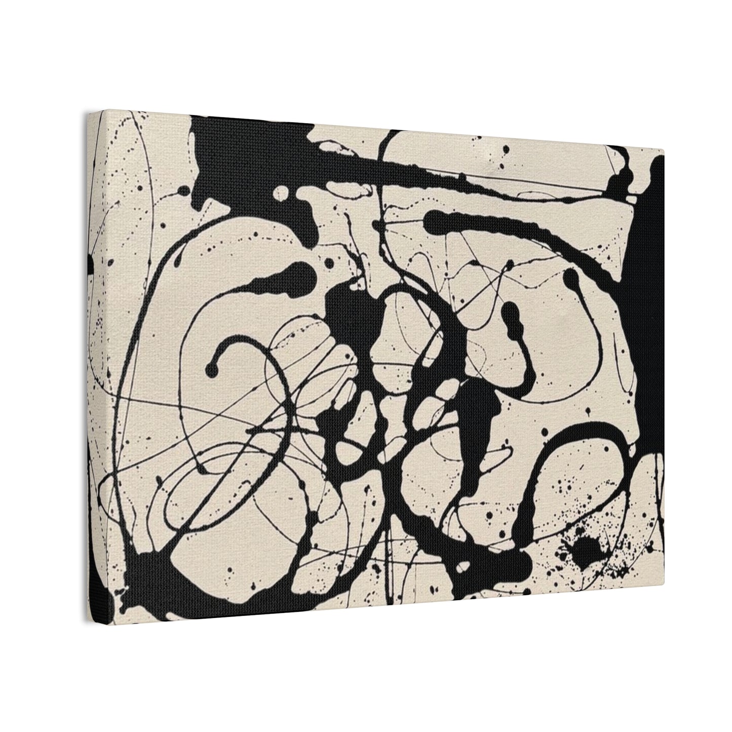 Abstract Black Ink Splash Canvas Print — Modern Drip Art