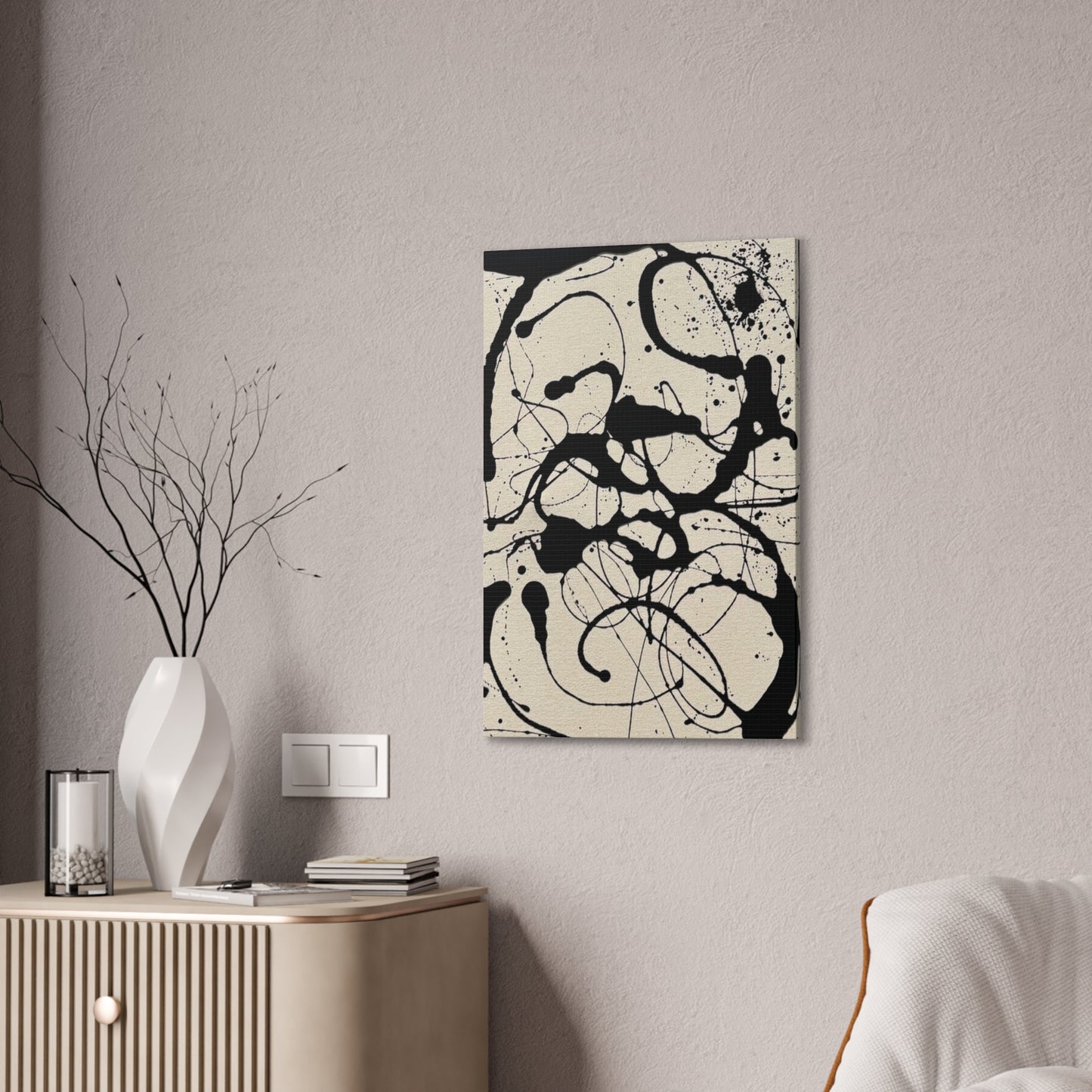 Abstract Black Ink Splash Canvas Print — Modern Drip Art
