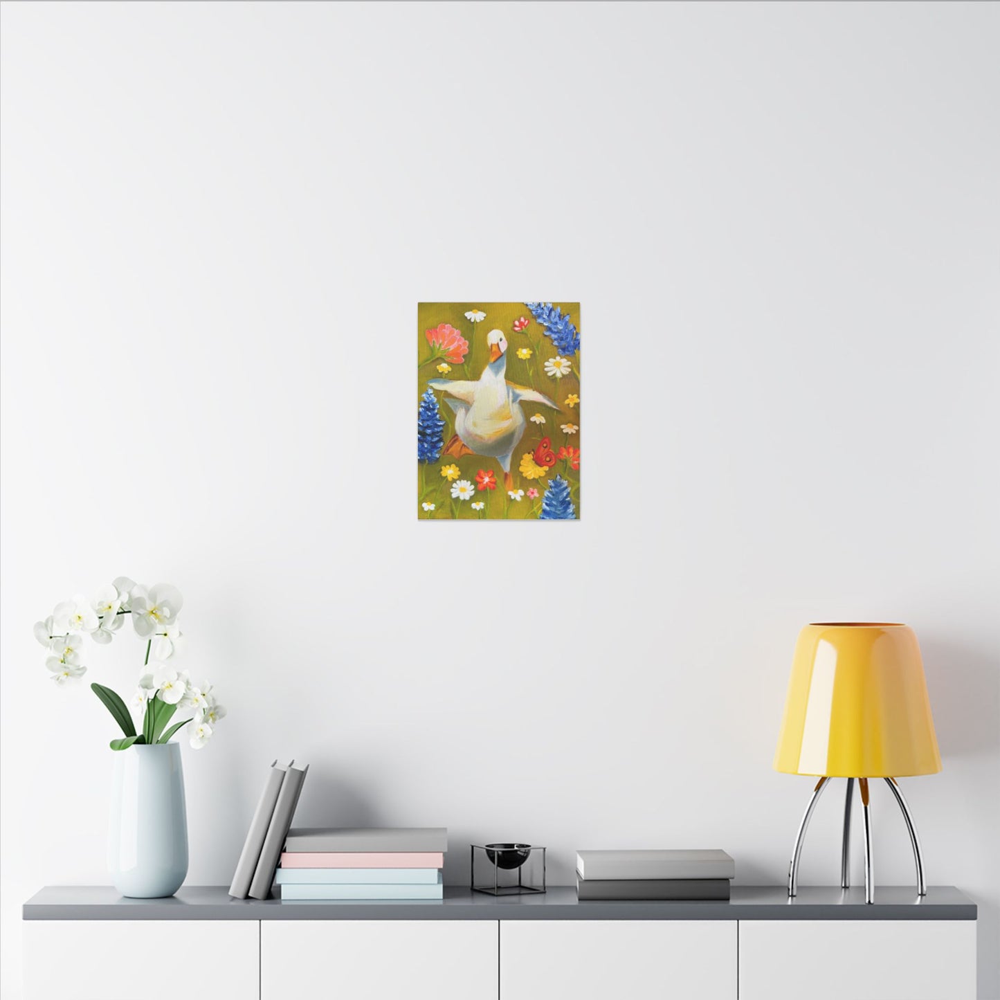 Dancing Duck Floral Canvas Wall Art — Whimsical Decor