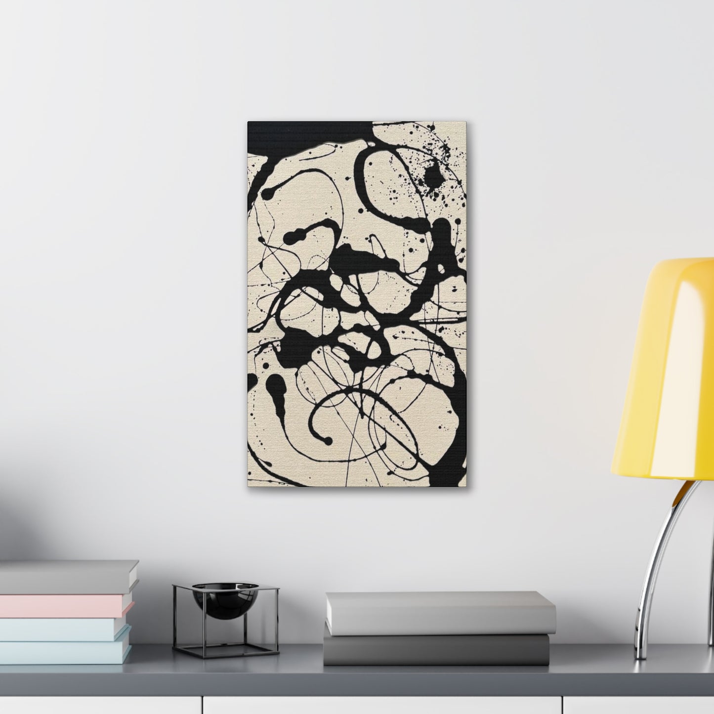 Abstract Black Ink Splash Canvas Print — Modern Drip Art