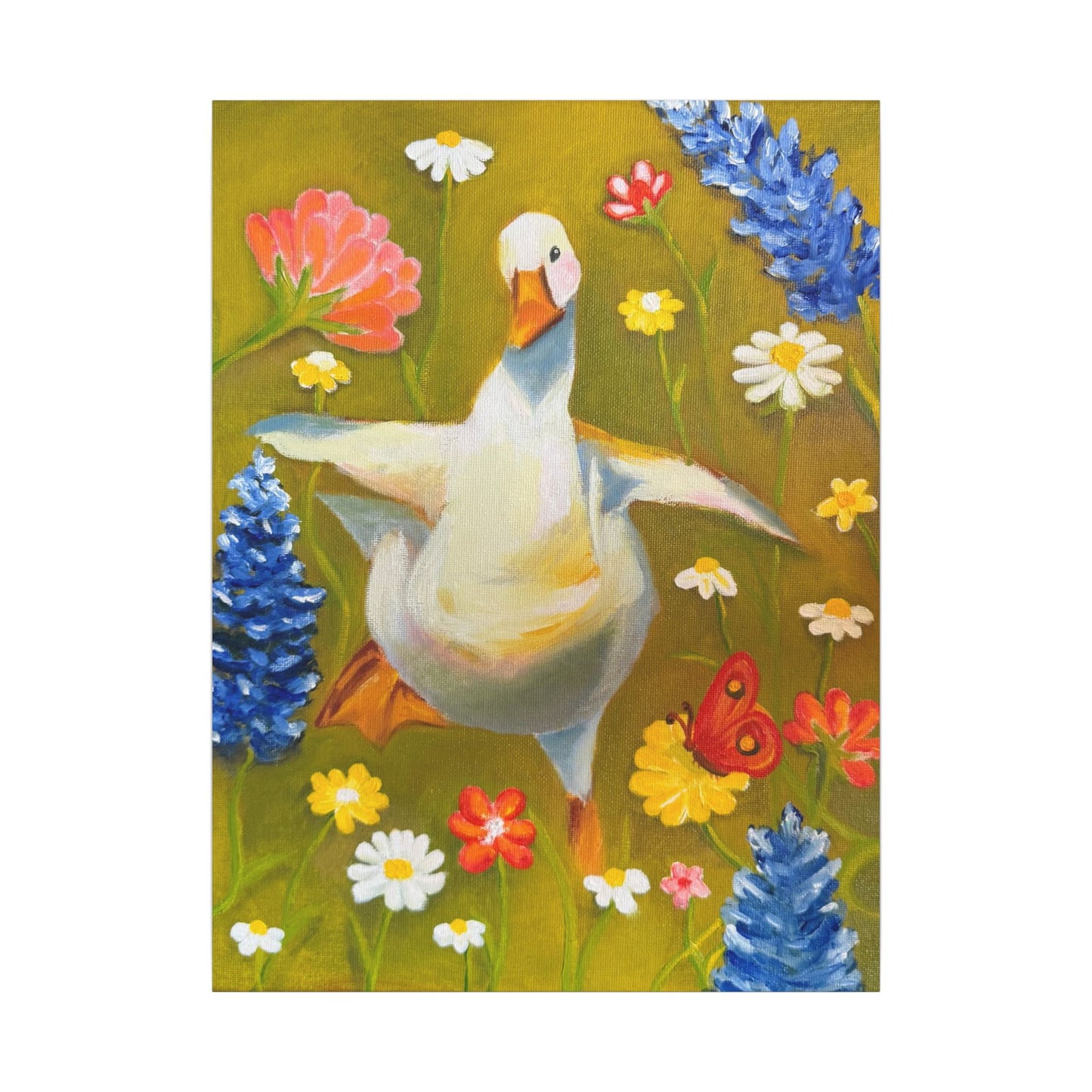 Dancing Duck Floral Canvas Wall Art — Whimsical Decor