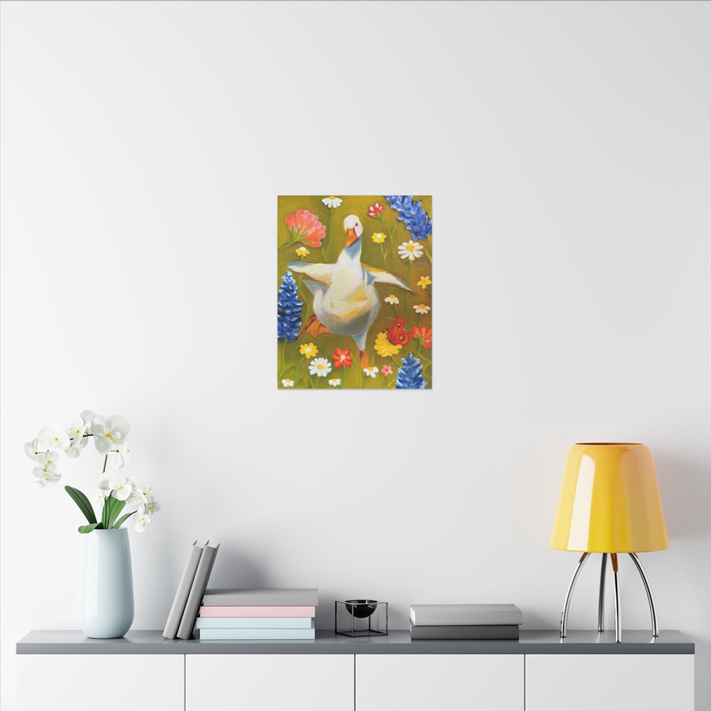 Dancing Duck Floral Canvas Wall Art — Whimsical Decor