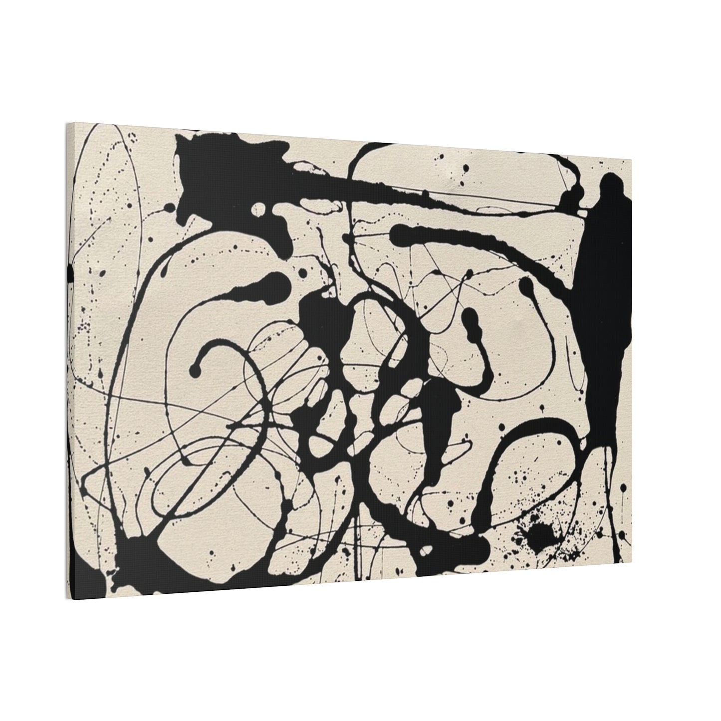 Abstract Black Ink Splash Canvas Print — Modern Drip Art
