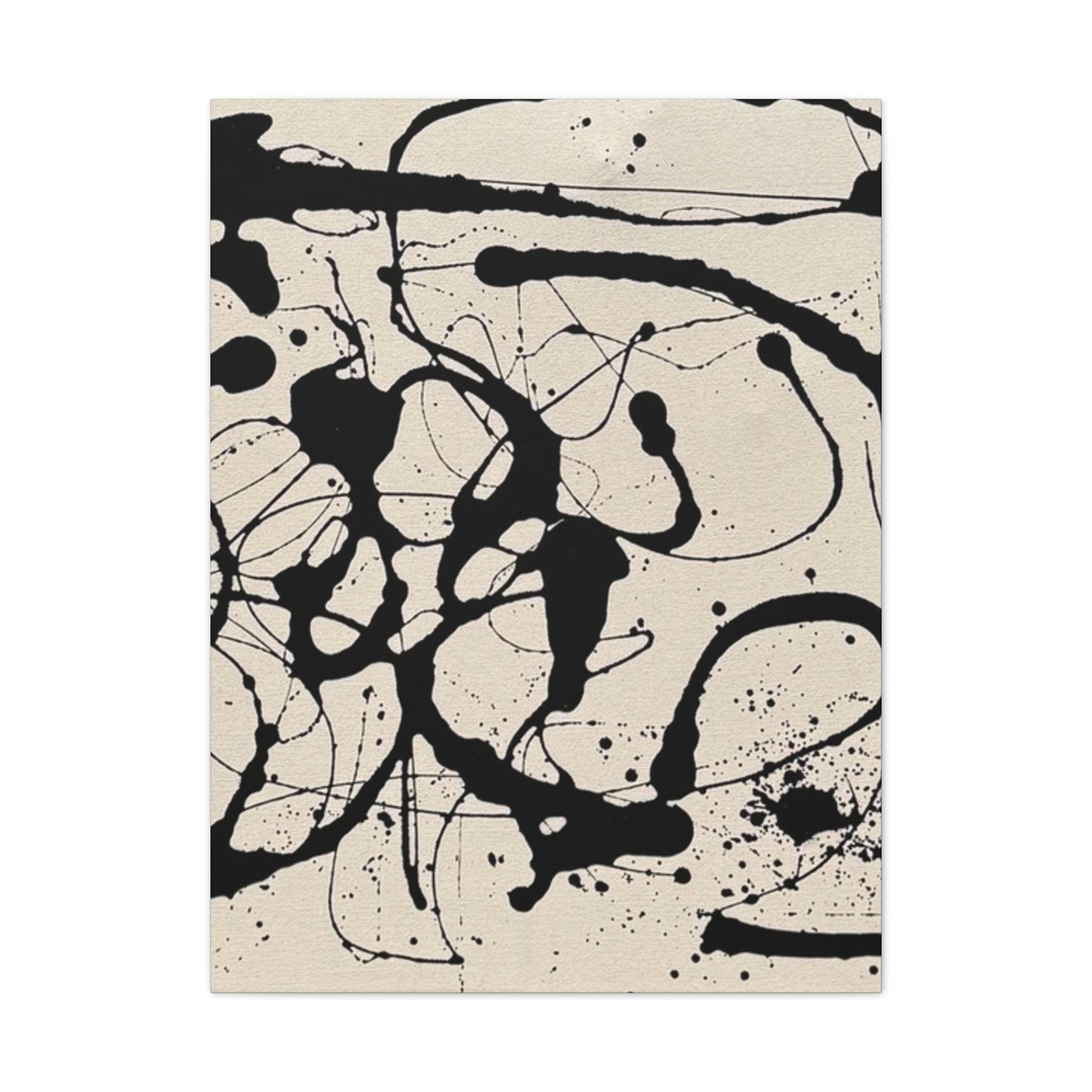 Abstract Black Ink Splash Canvas Print — Modern Drip Art