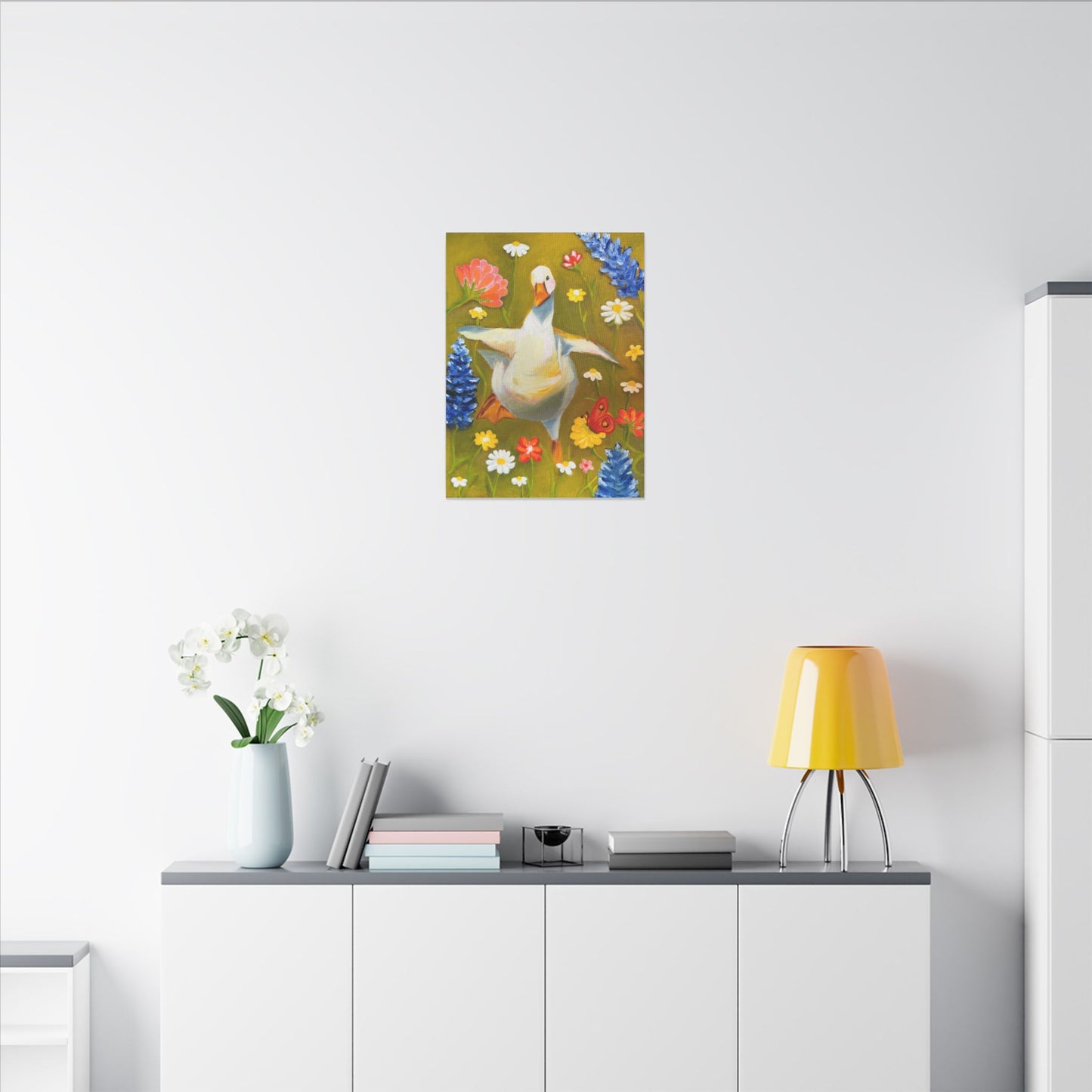 Dancing Duck Floral Canvas Wall Art — Whimsical Decor