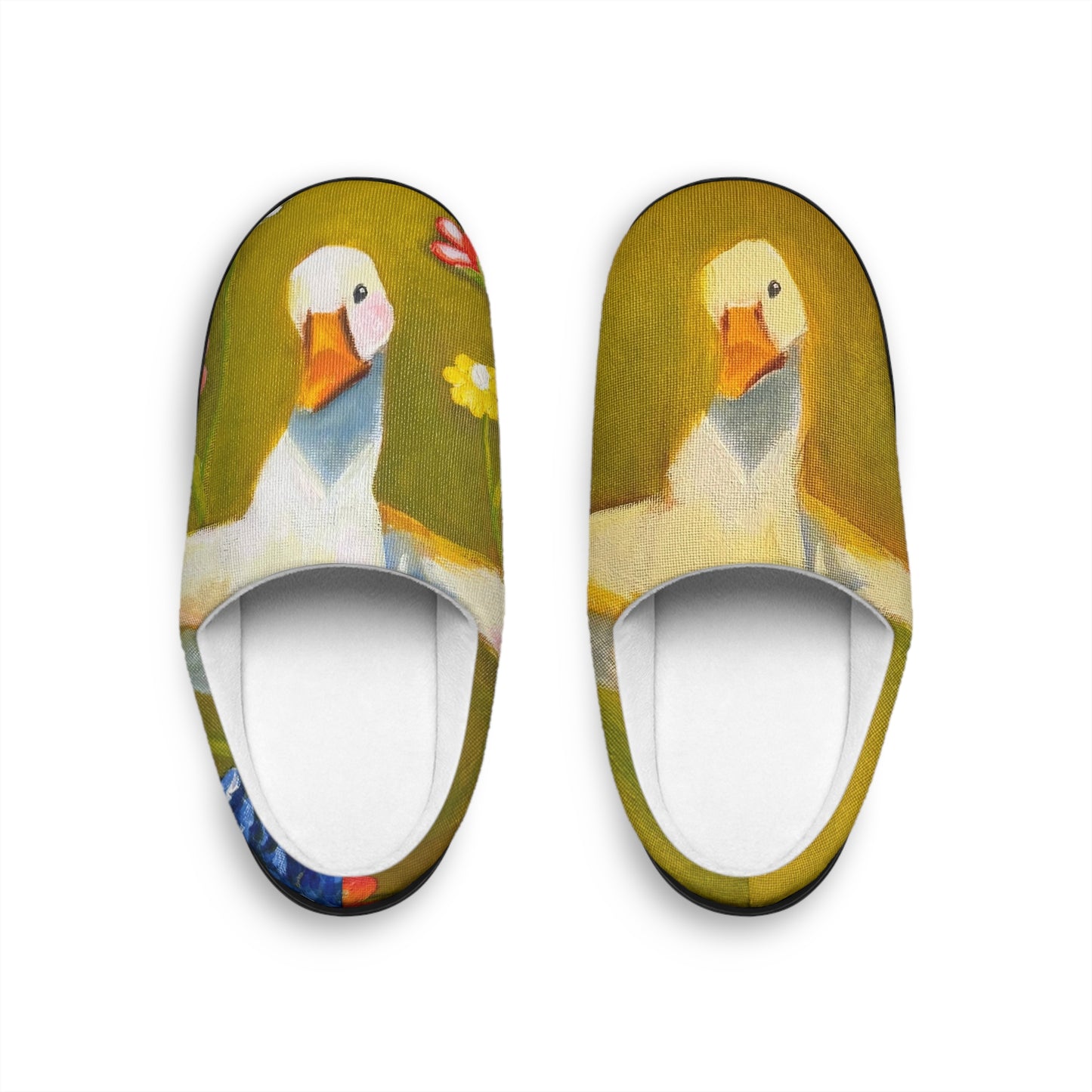 Goose Print Indoor Slippers — Cozy Women's House Shoes with Cute Duck Design