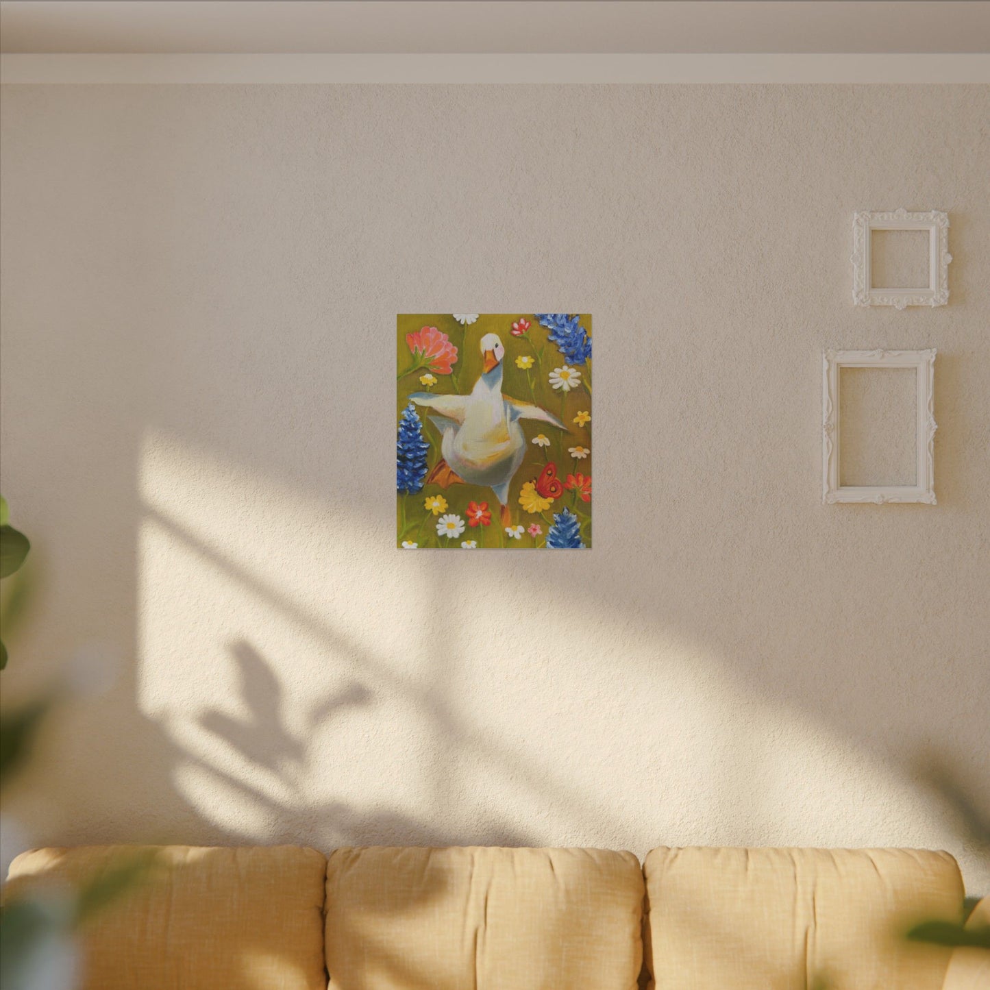Dancing Duck Floral Canvas Wall Art — Whimsical Decor