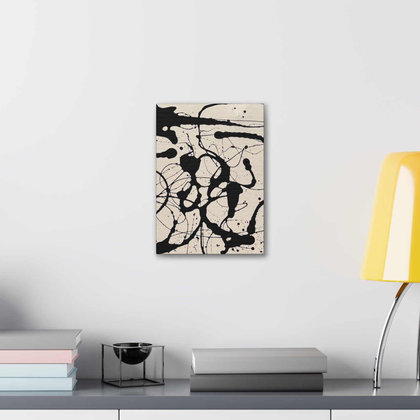 Abstract Black Ink Splash Canvas Print — Modern Drip Art