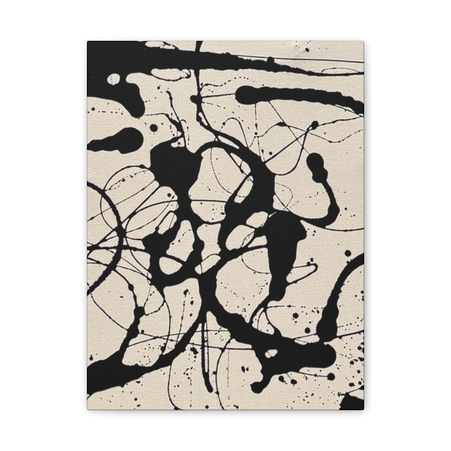 Abstract Black Ink Splash Canvas Print — Modern Drip Art