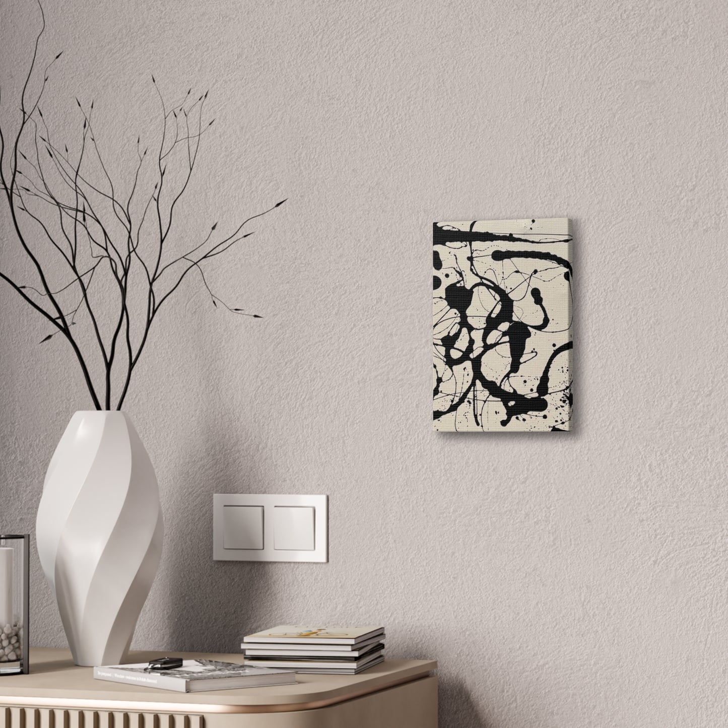 Abstract Black Ink Splash Canvas Print — Modern Drip Art