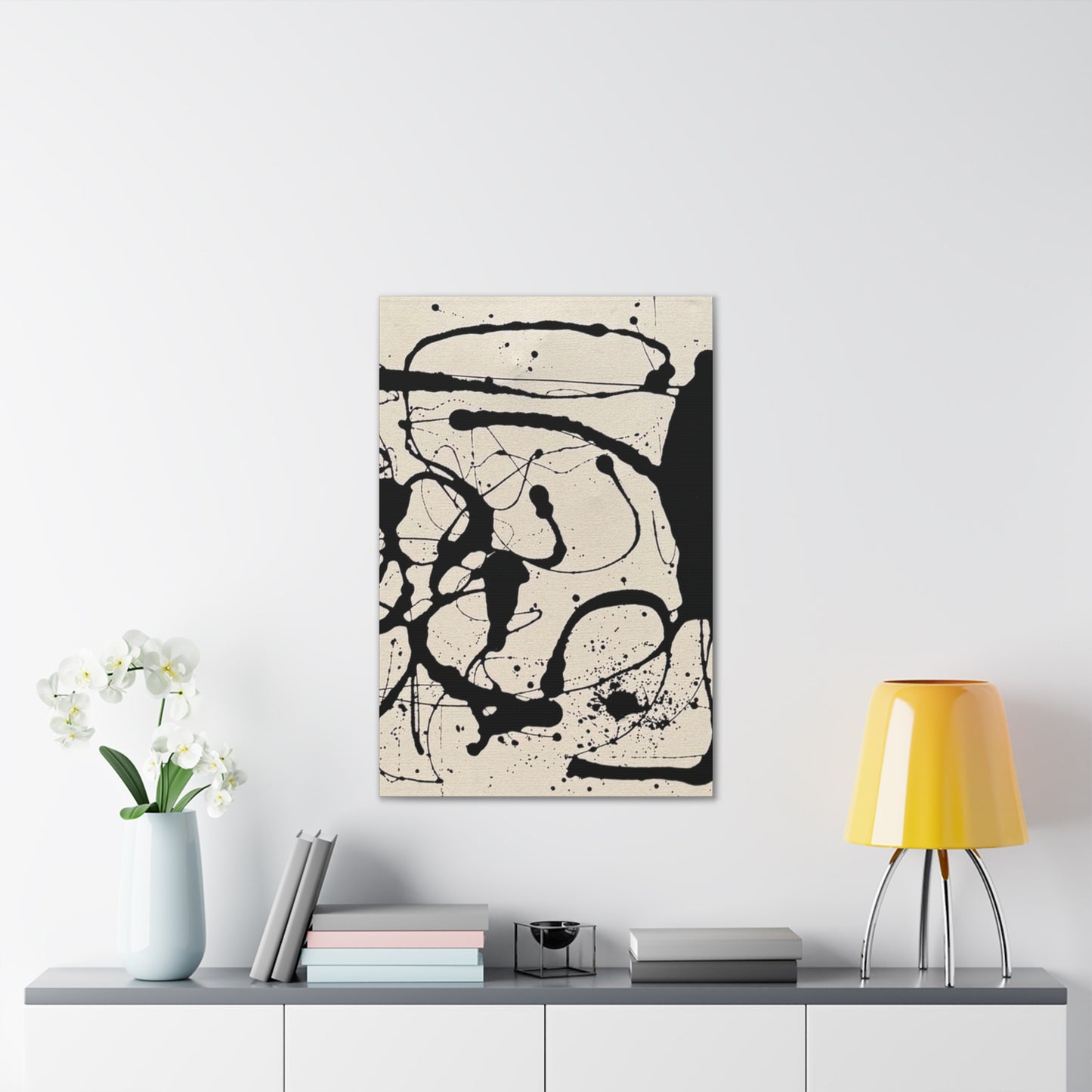 Abstract Black Ink Splash Canvas Print — Modern Drip Art