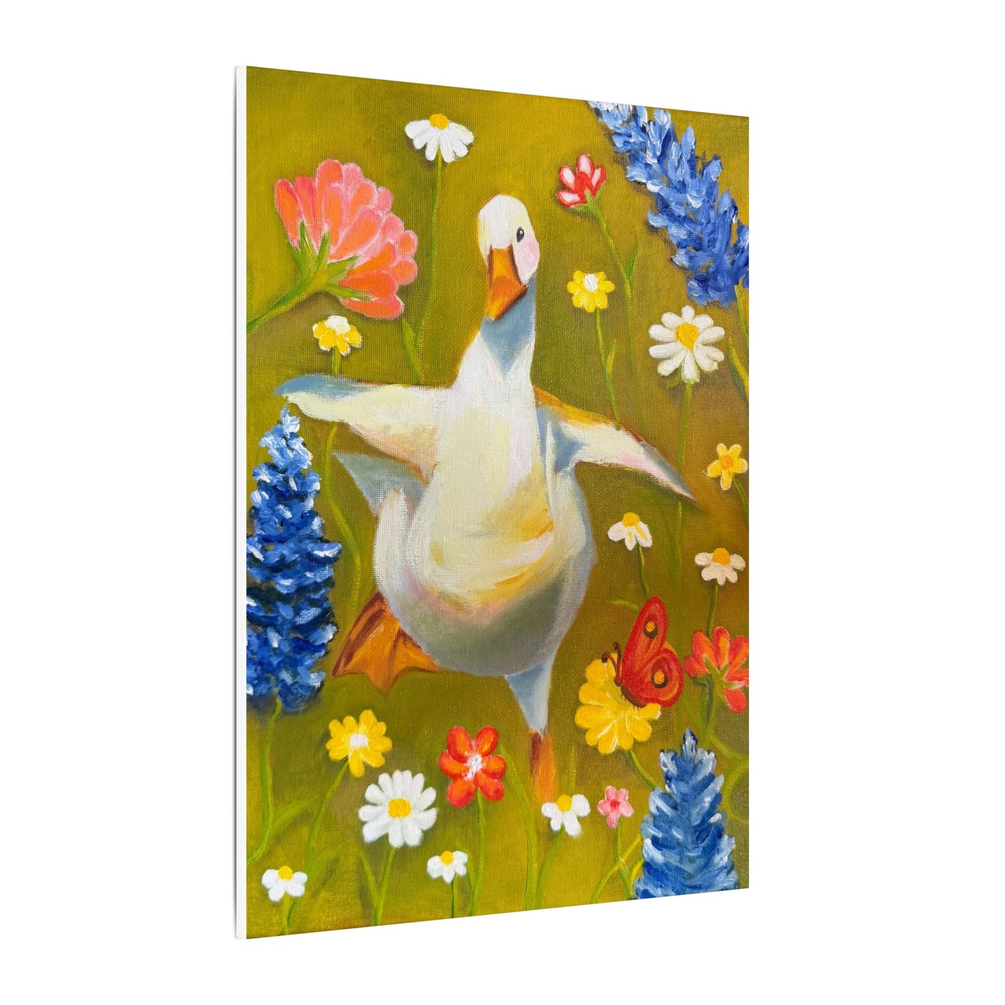 Dancing Duck Floral Canvas Wall Art — Whimsical Decor