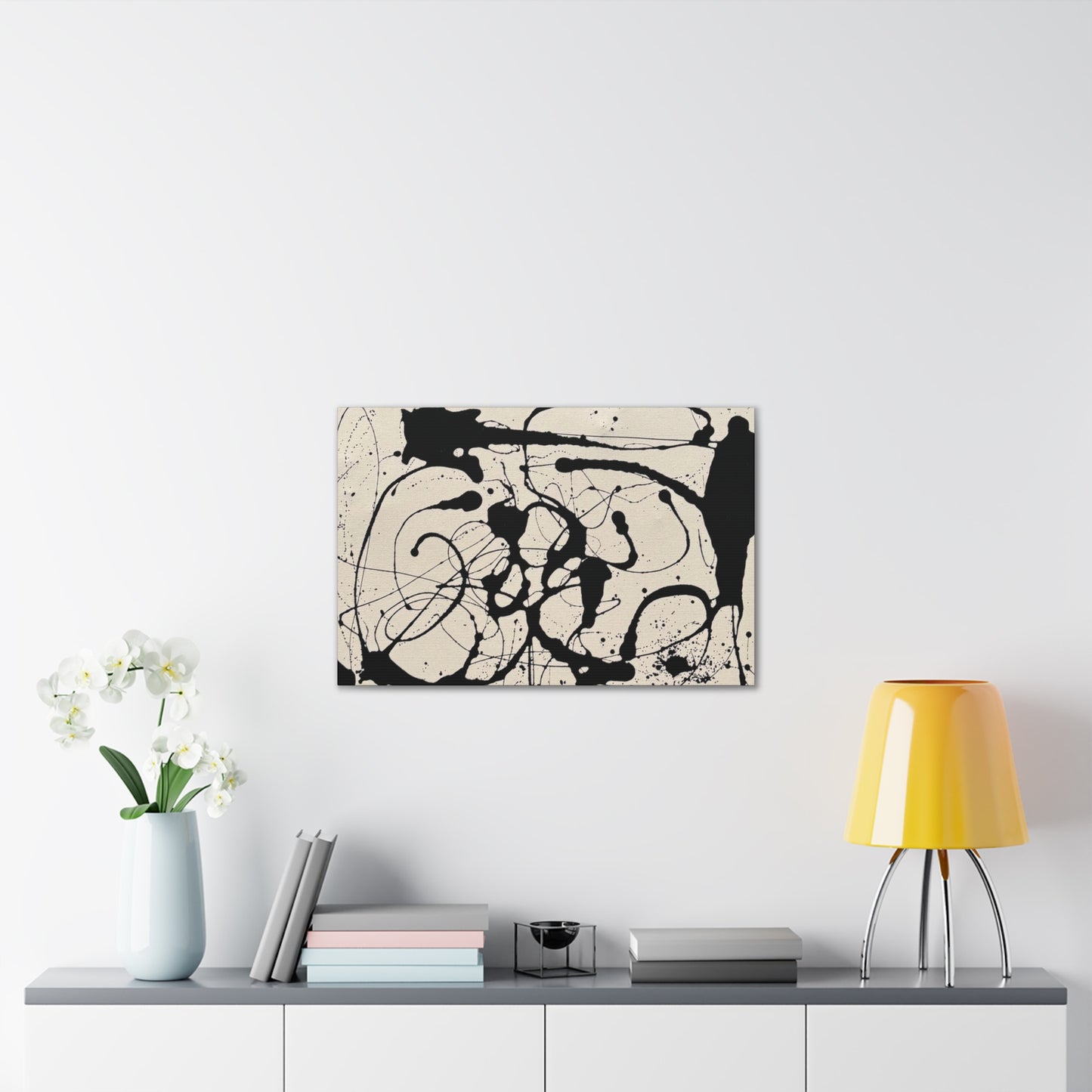 Abstract Black Ink Splash Canvas Print — Modern Drip Art