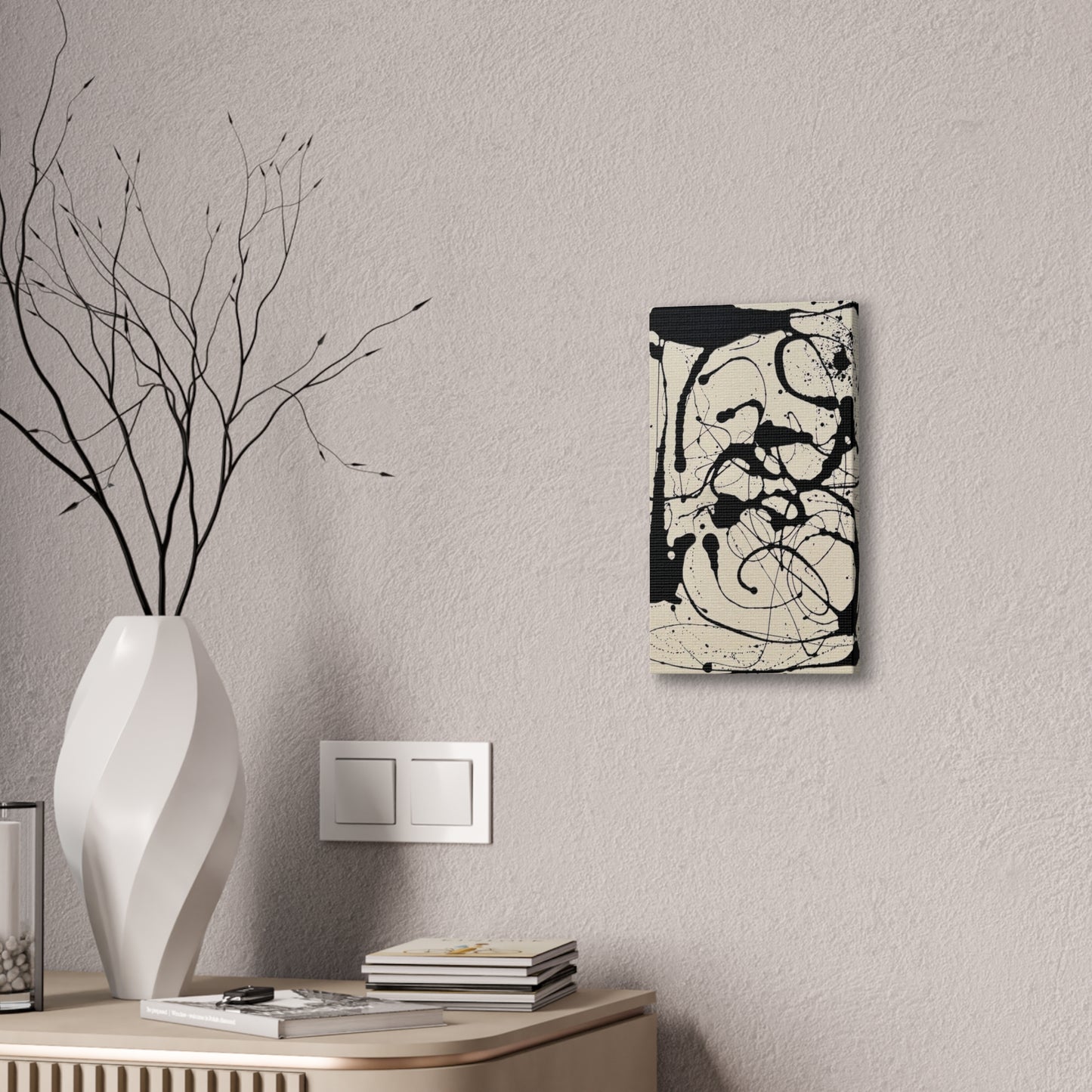 Abstract Black Ink Splash Canvas Print — Modern Drip Art