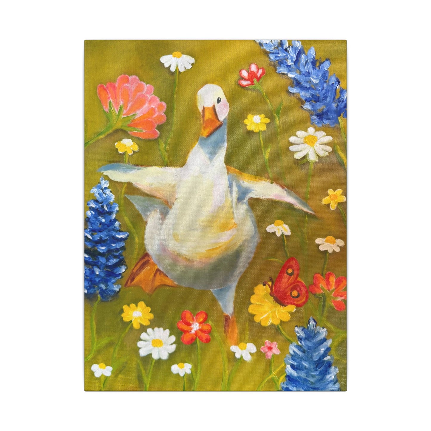 Dancing Duck Floral Canvas Wall Art — Whimsical Decor