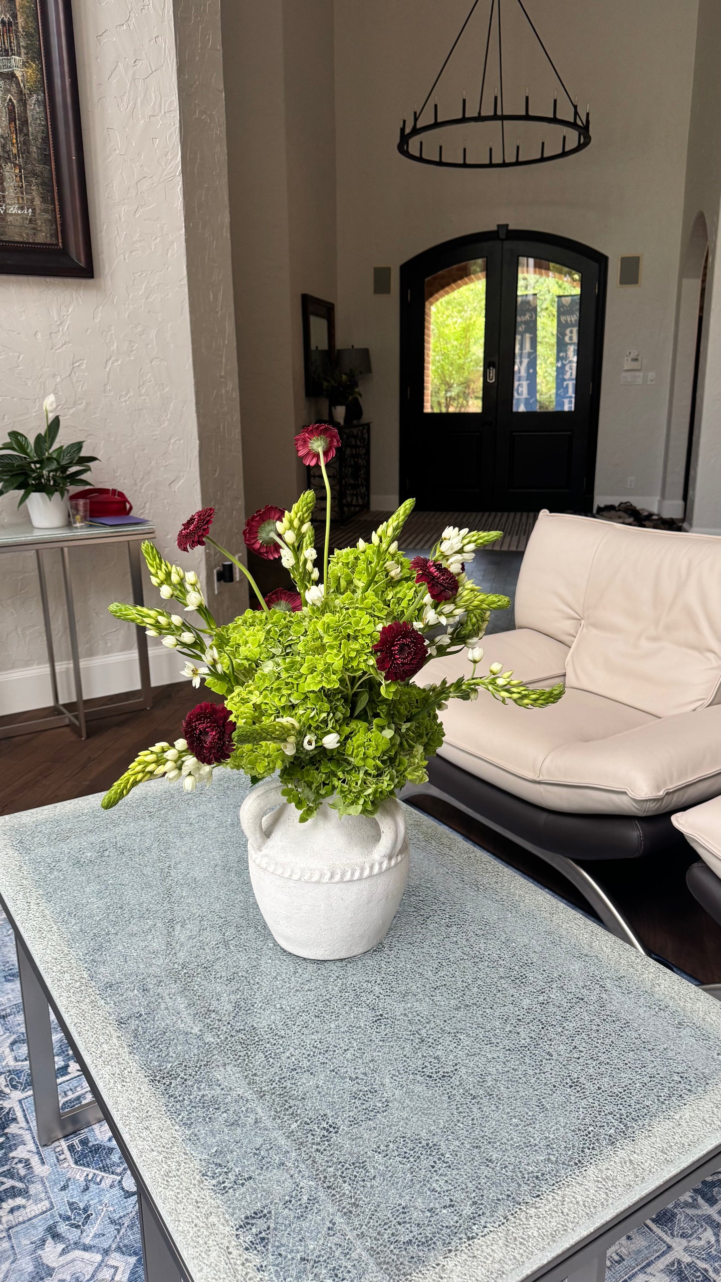 Classic flower bush in a roman vase