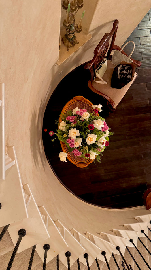 Romantic Roses in Roman Vase