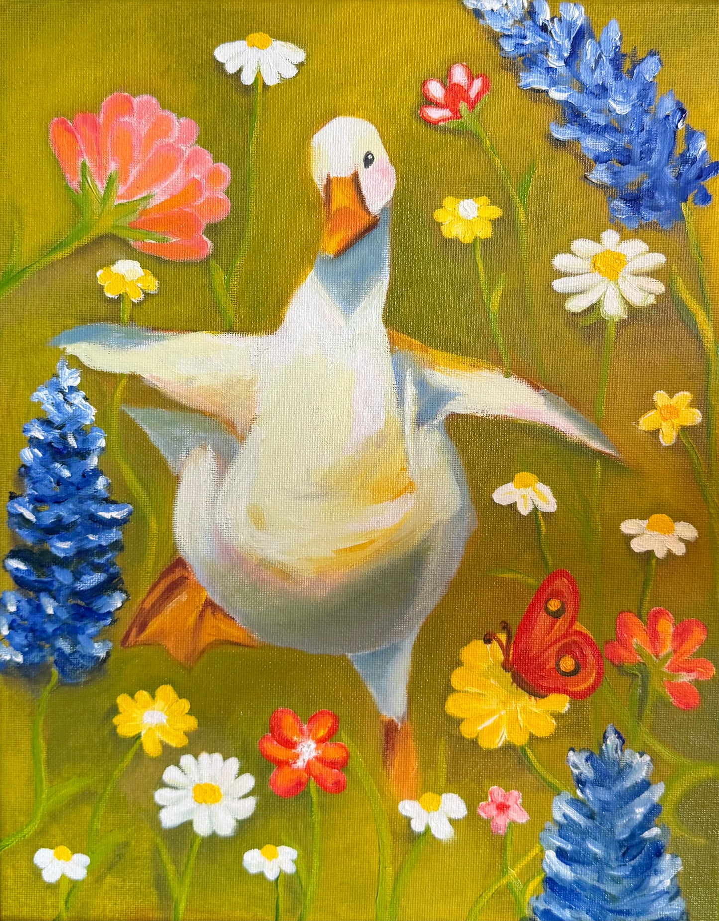 Original Whimsical Dancing Duck Painting