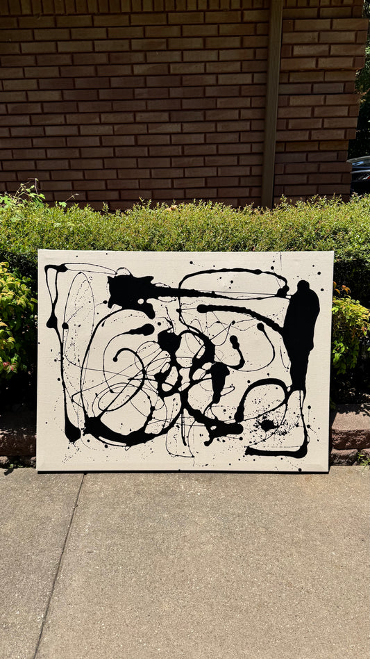 Original 01 Black Drip on Canvas Painting